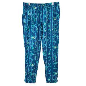 Lilly Pulitzer Piper Crop Bamboo Print Pants Womens Sz S Blue Resortwear Casual